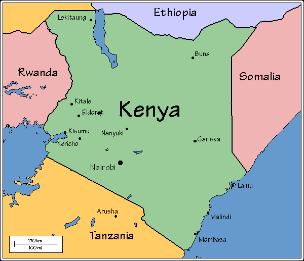 Facts About Kenya The Knowledge Library   Map Kenya 