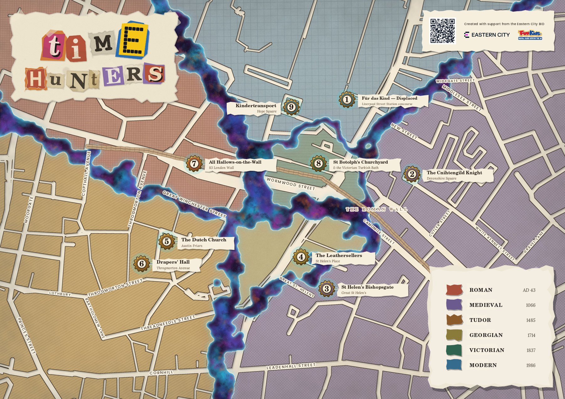 Time Hunters Refuge Trail map of the City of London
