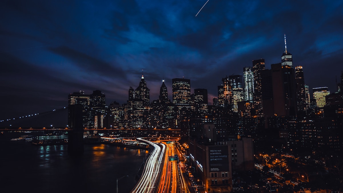 A city lit up at night seen from above