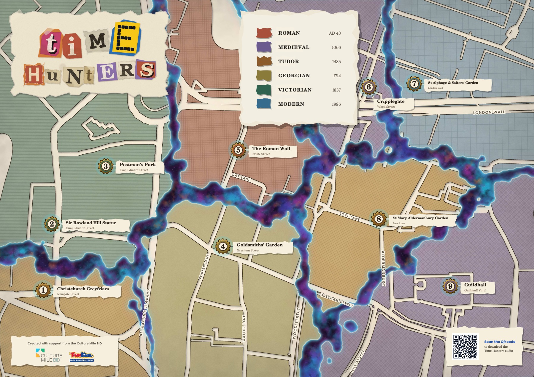 Time Hunters A Garden to the Guildhall map of the City of London